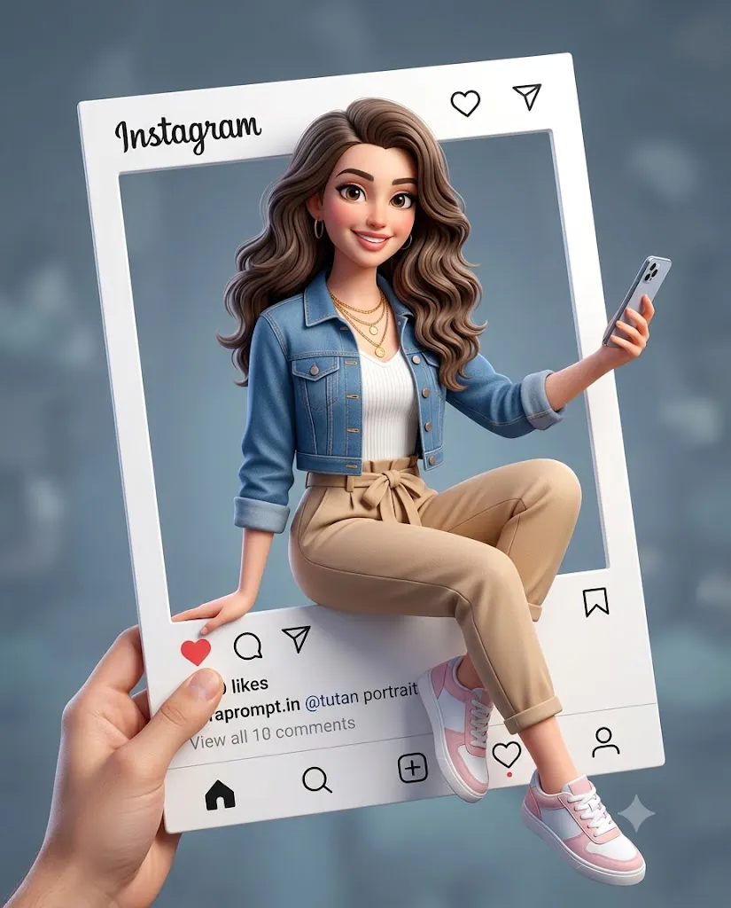 3D Instagram Influencer Pop-Out Portrait Prompt