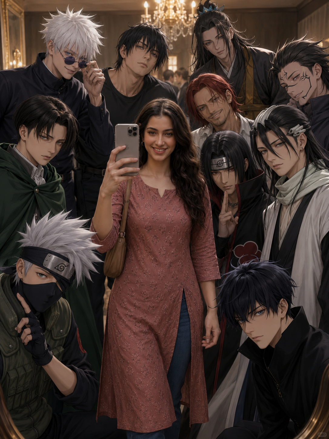 Anime Heroes Join Chic Selfie Moment Prompt