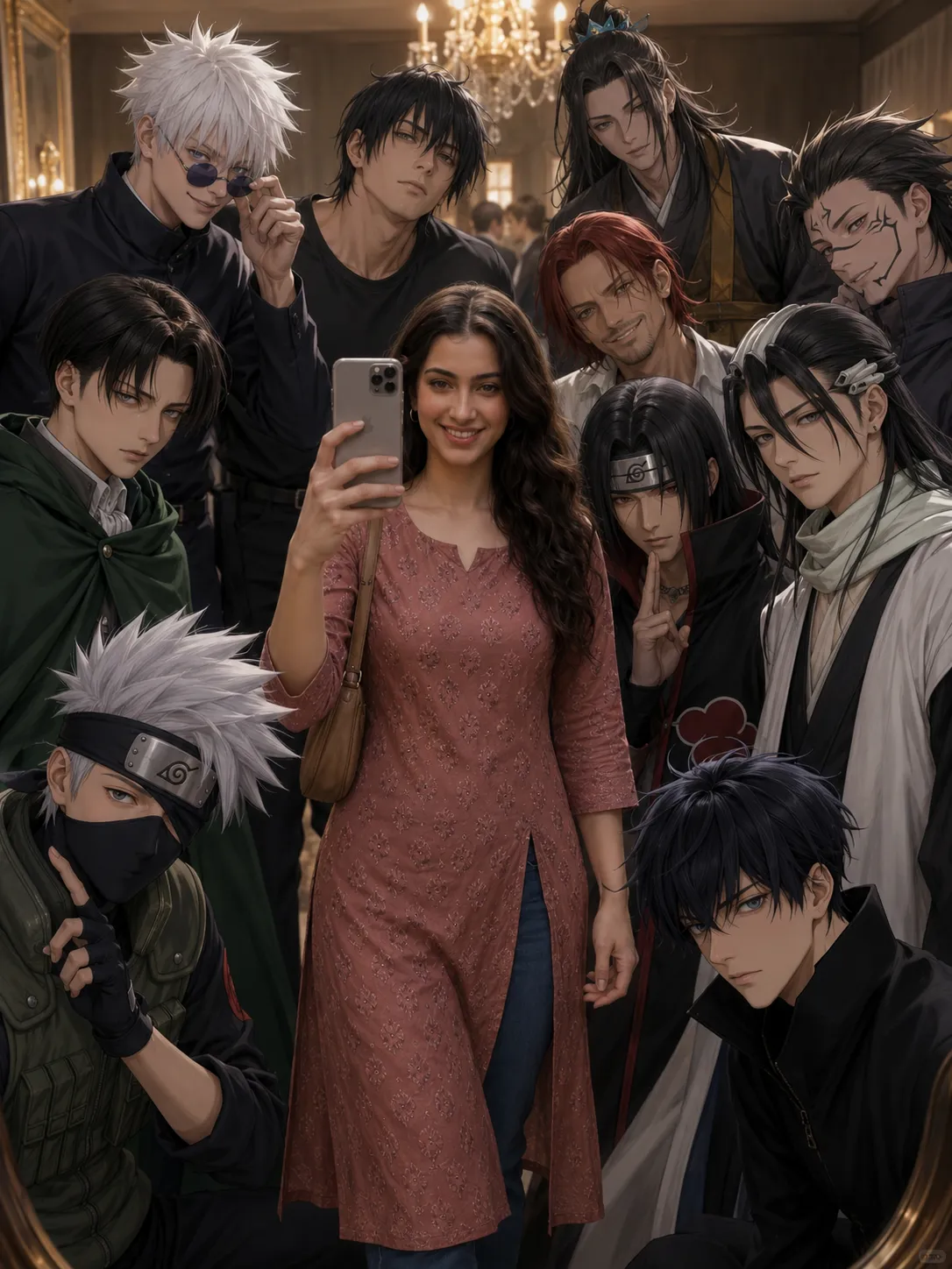 Anime Heroes Join Chic Selfie Moment Prompt