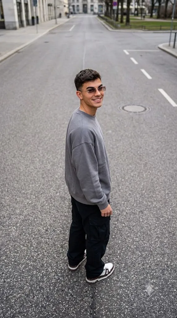Bird's-Eye Street Style Fashion Portrait Prompt