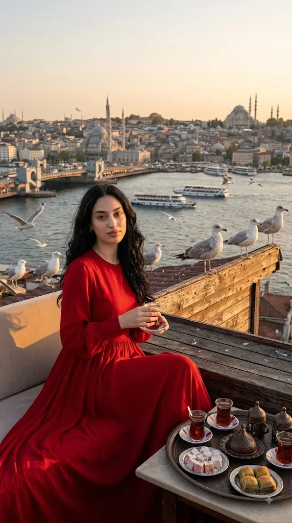 Bosphorus Rooftop Tea Prompt