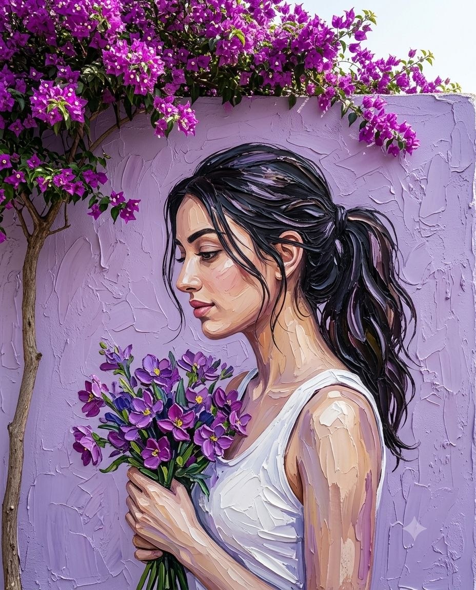 Bougainvillea Dreams Sculptural Portrait Art Prompt