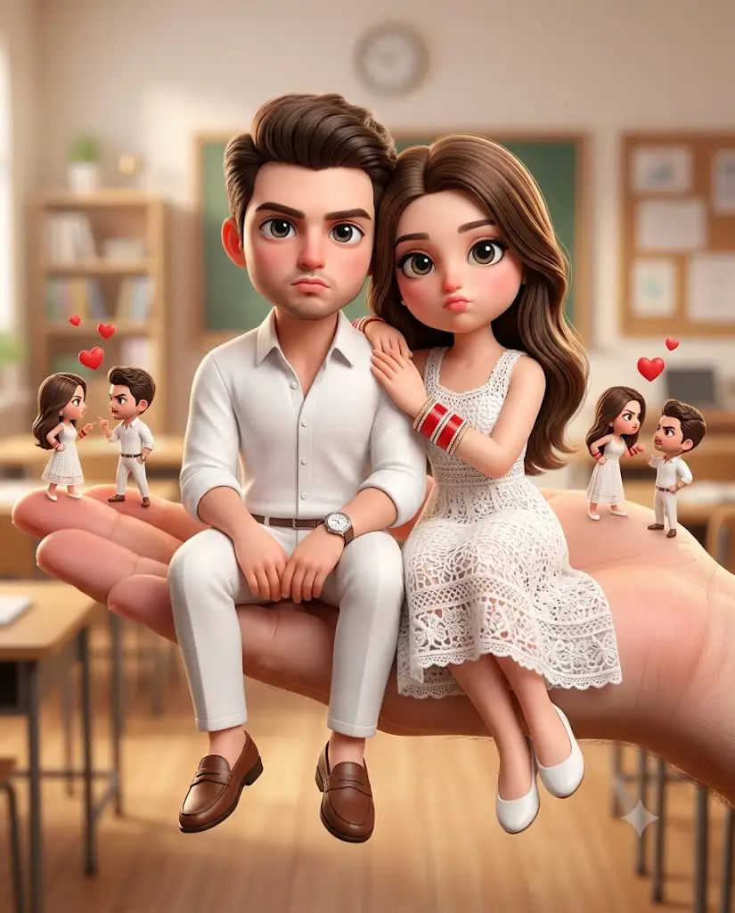 Chibi Couple Giant Palm Prompt