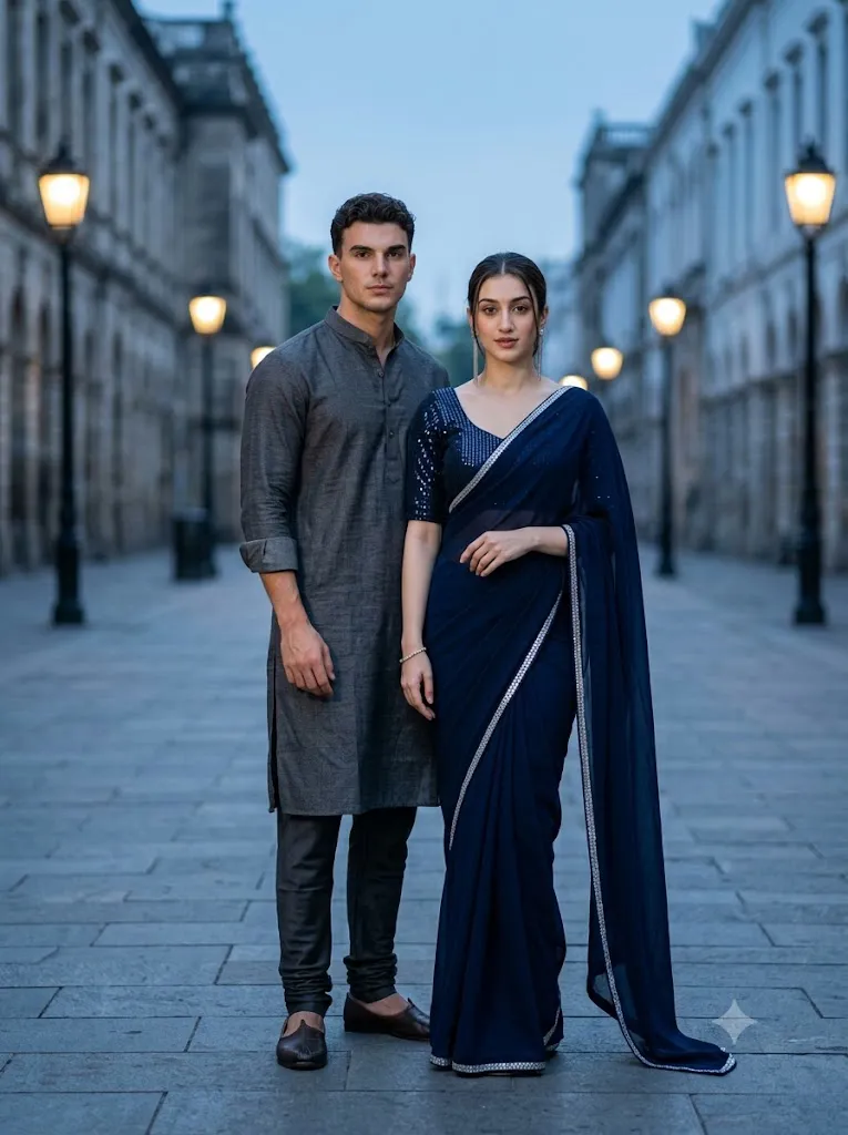 Cinematic Blue Hour Couple Editorial Portrait Prompt