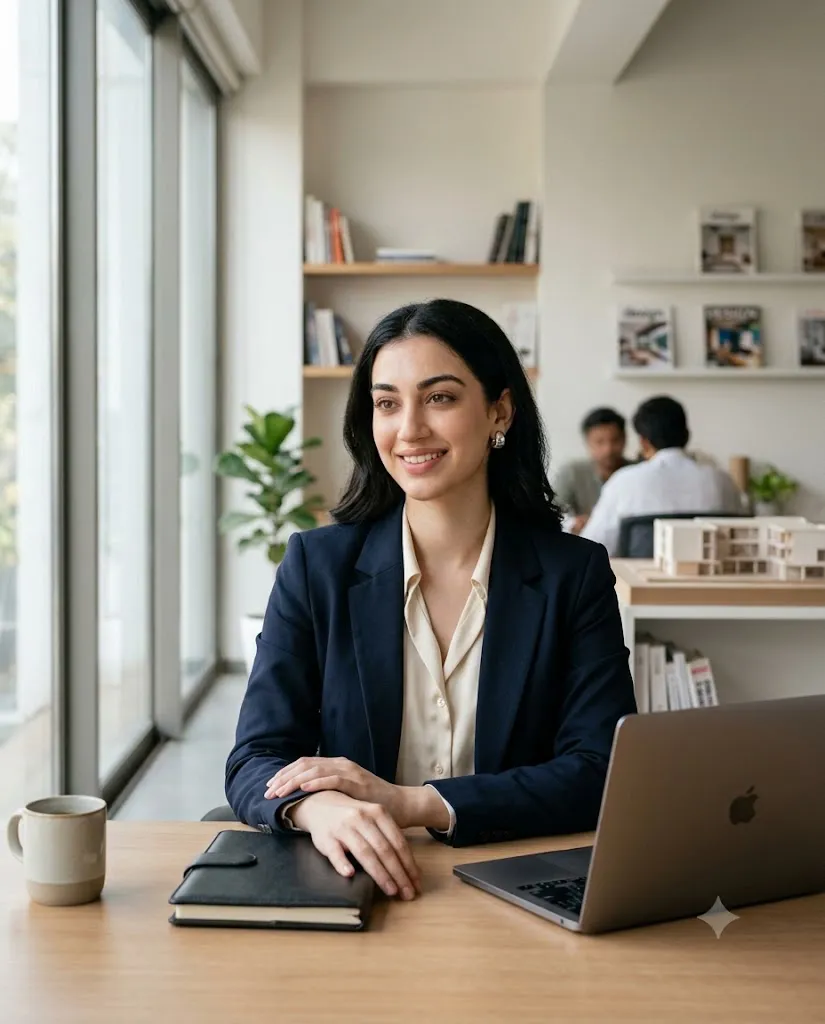 Cinematic Creative Workspace Editorial Portrait Prompt