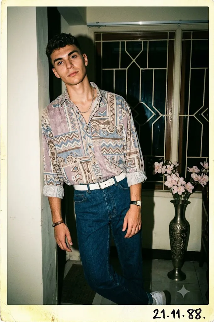 Cinematic Indonesian 80s Retro Home Flash Fashion Prompt