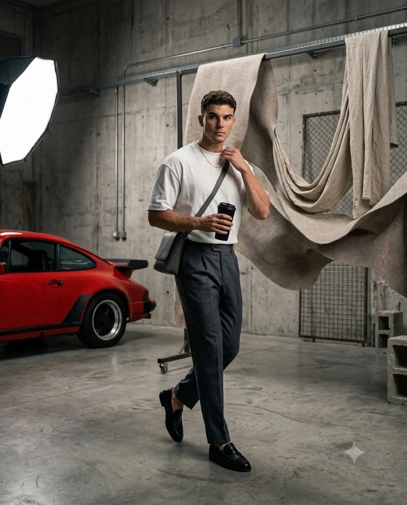 Cinematic Old Money Porsche Portrait AI Prompt