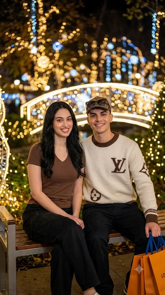 Cinematic Playground Night Couple Portrait Prompt