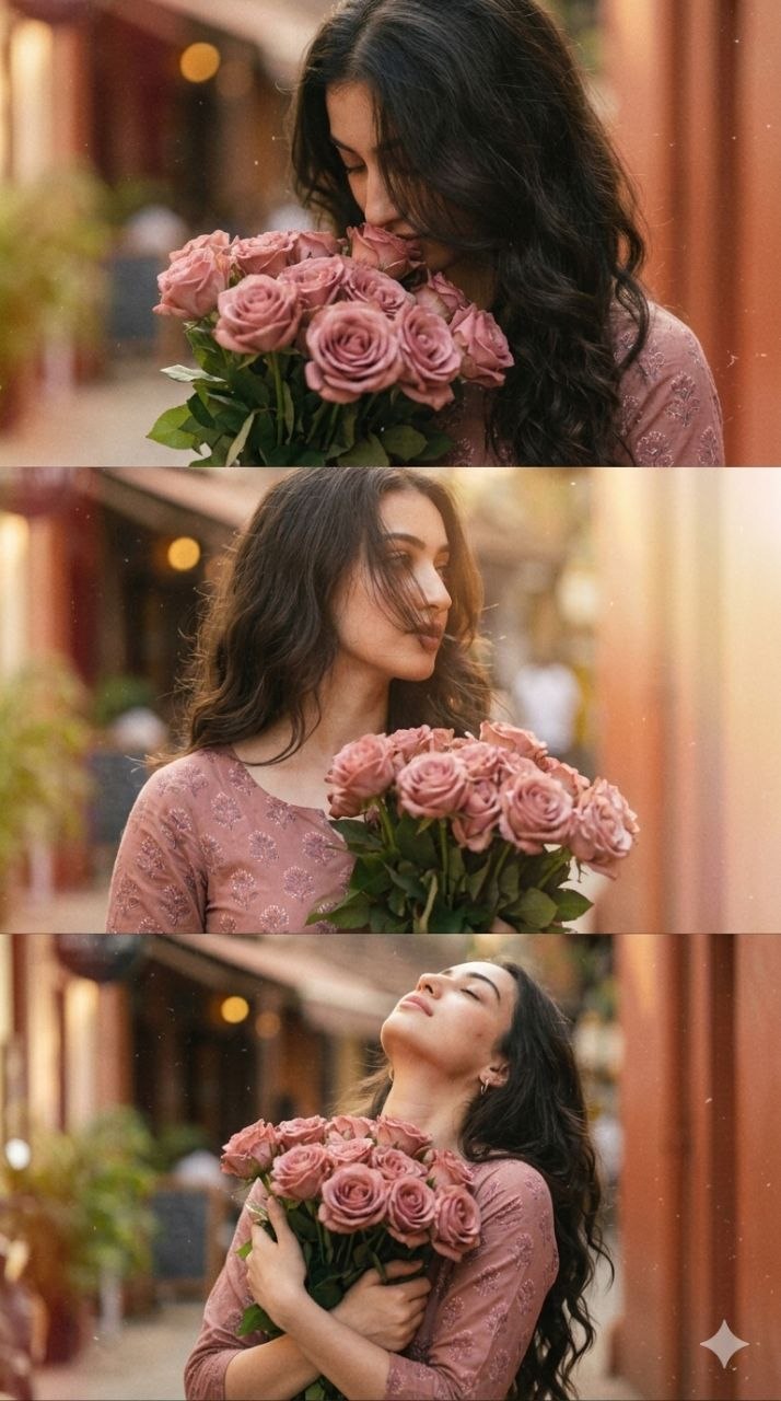  Cinematic Rose Reverie Collage Portrait
