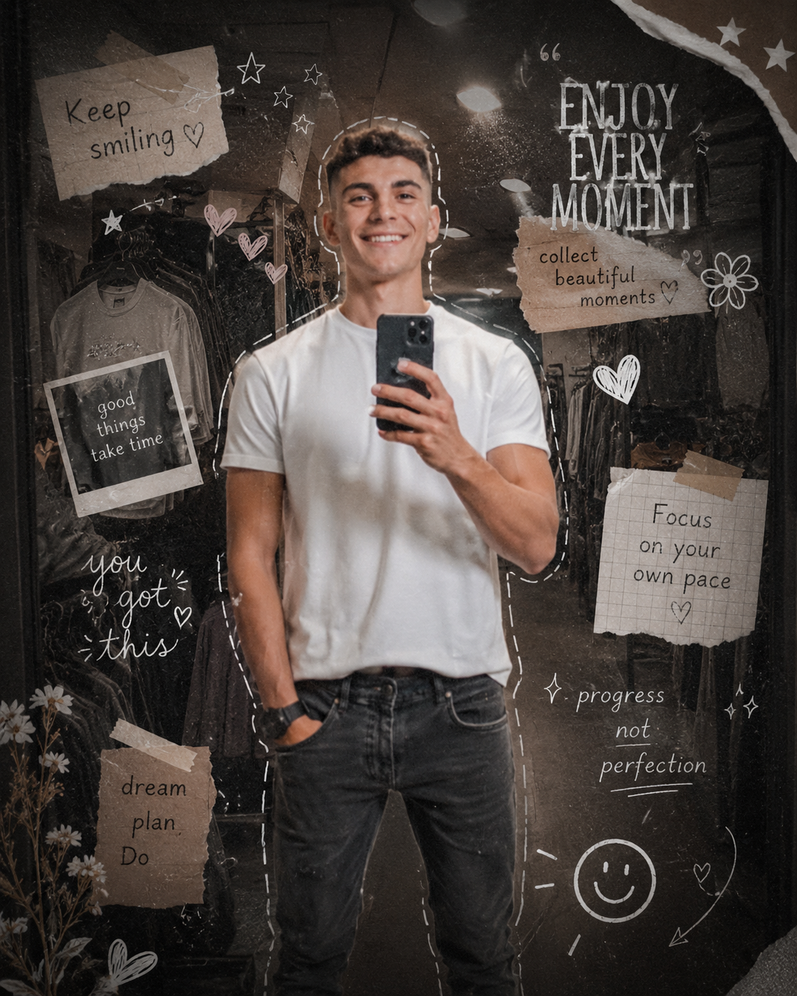 Cinematic Scrapbook Selfie Portrait