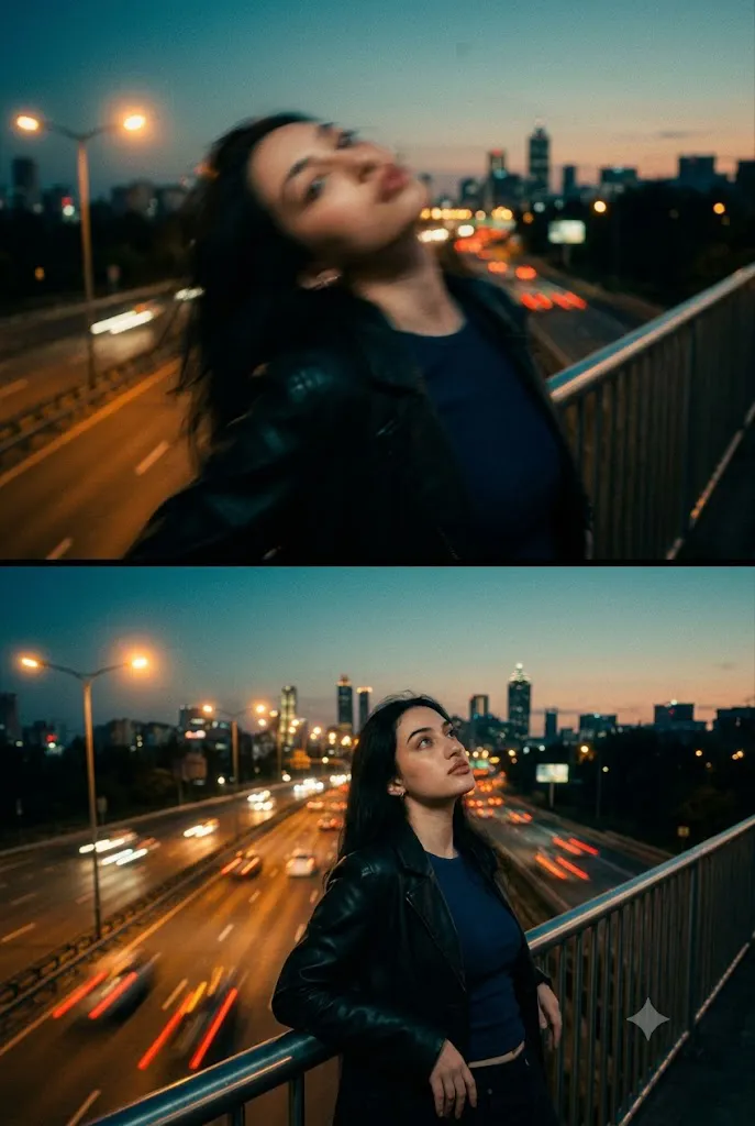 Cinematic Urban Night Diptych Portrait Prompt