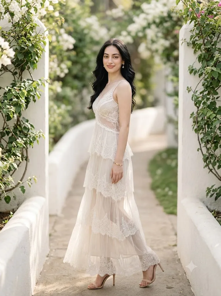 Coastal Garden Lace Editorial Portrait Prompt