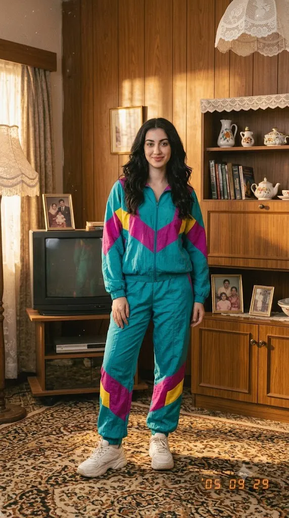Cozy Retro Living Room Vibe Portrait Prompt