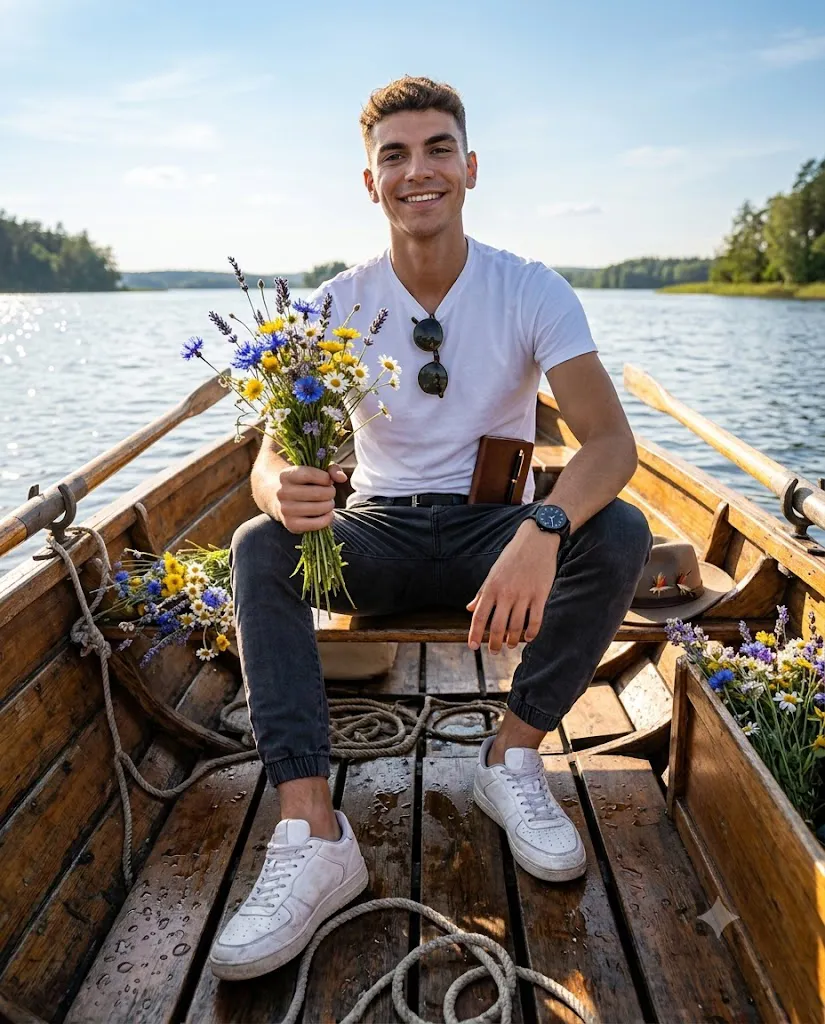Create an Ultra-Realistic Boat Portrait with Flowers Prompt