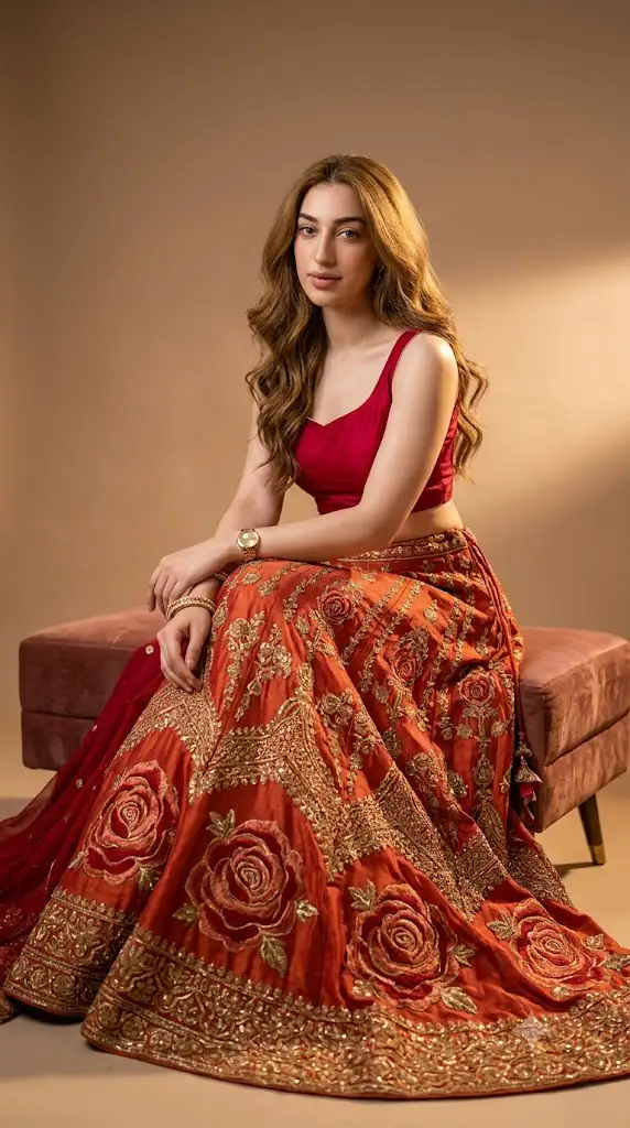 Crimson Rose Lehenga Prompt