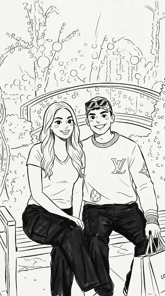 Cute Black & White Hand-Drawn Doodle Portrait Prompt