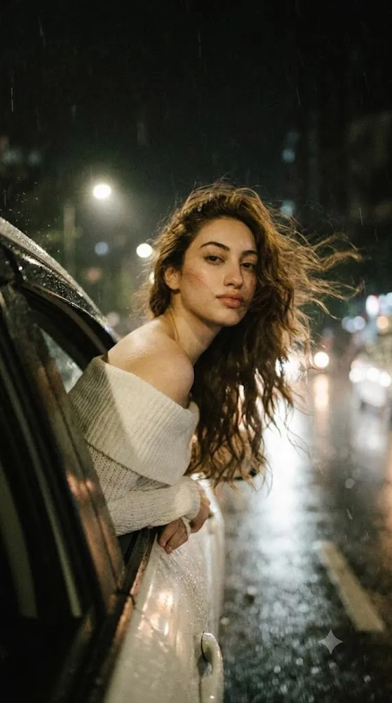 Dark Dreamy Car Window Portrait Prompt