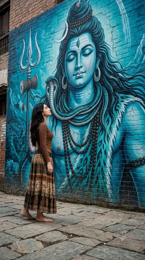 Divine Shiva Wall Mural Cinematic Street Portrait Prompt