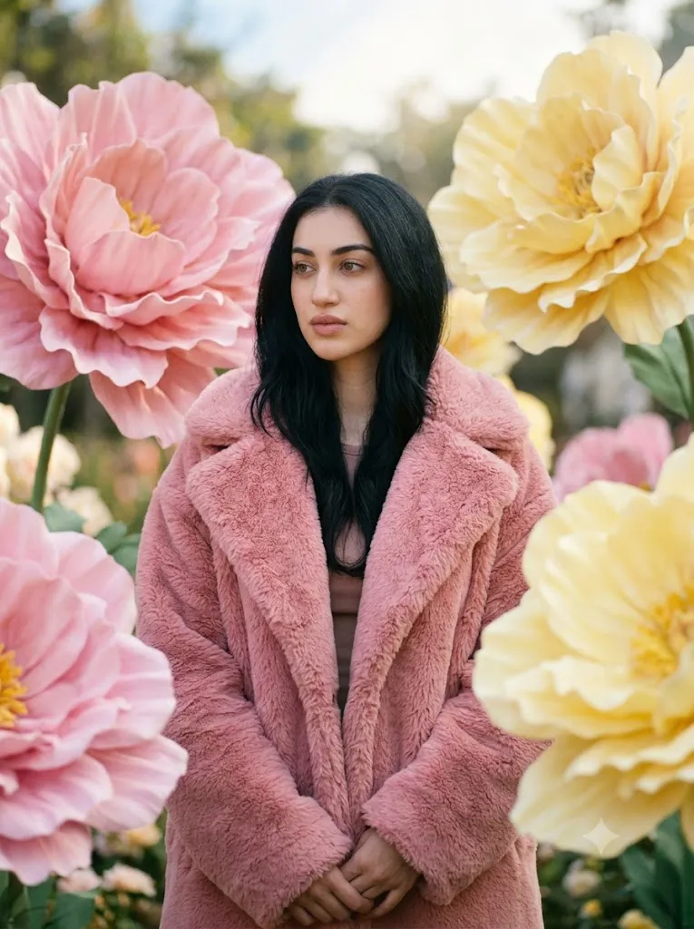 Dreamy Pastel Floral Fashion Editorial Portrait Prompt