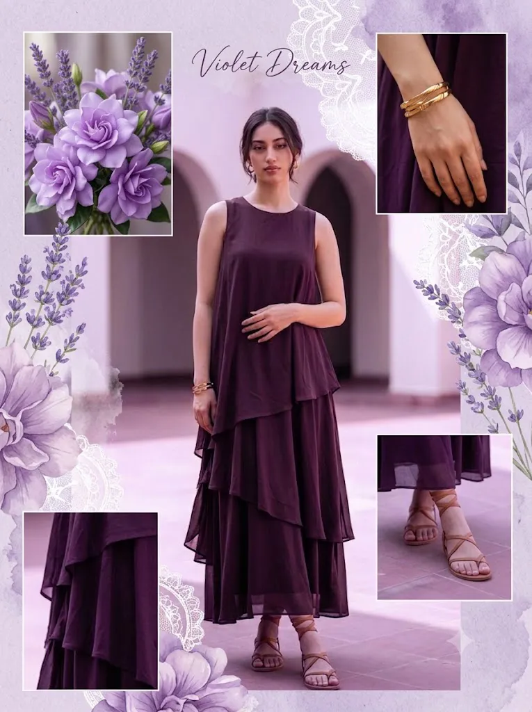 Dreamy Purple Aesthetic Collage Portrait Prompt
