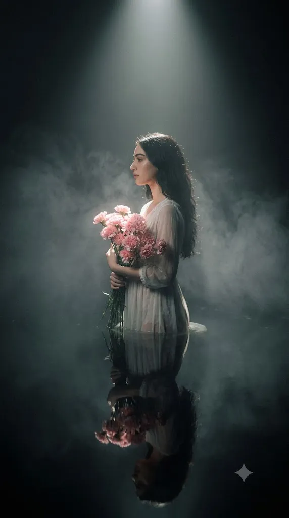 Ethereal Carnation Lake Portrait Prompt