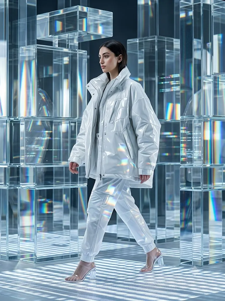 Futuristic Fashion In A Holographic World Portrait Prompt