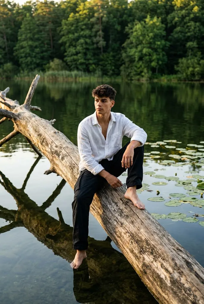 Golden Hour Lakeside Serenity Portrait Prompt