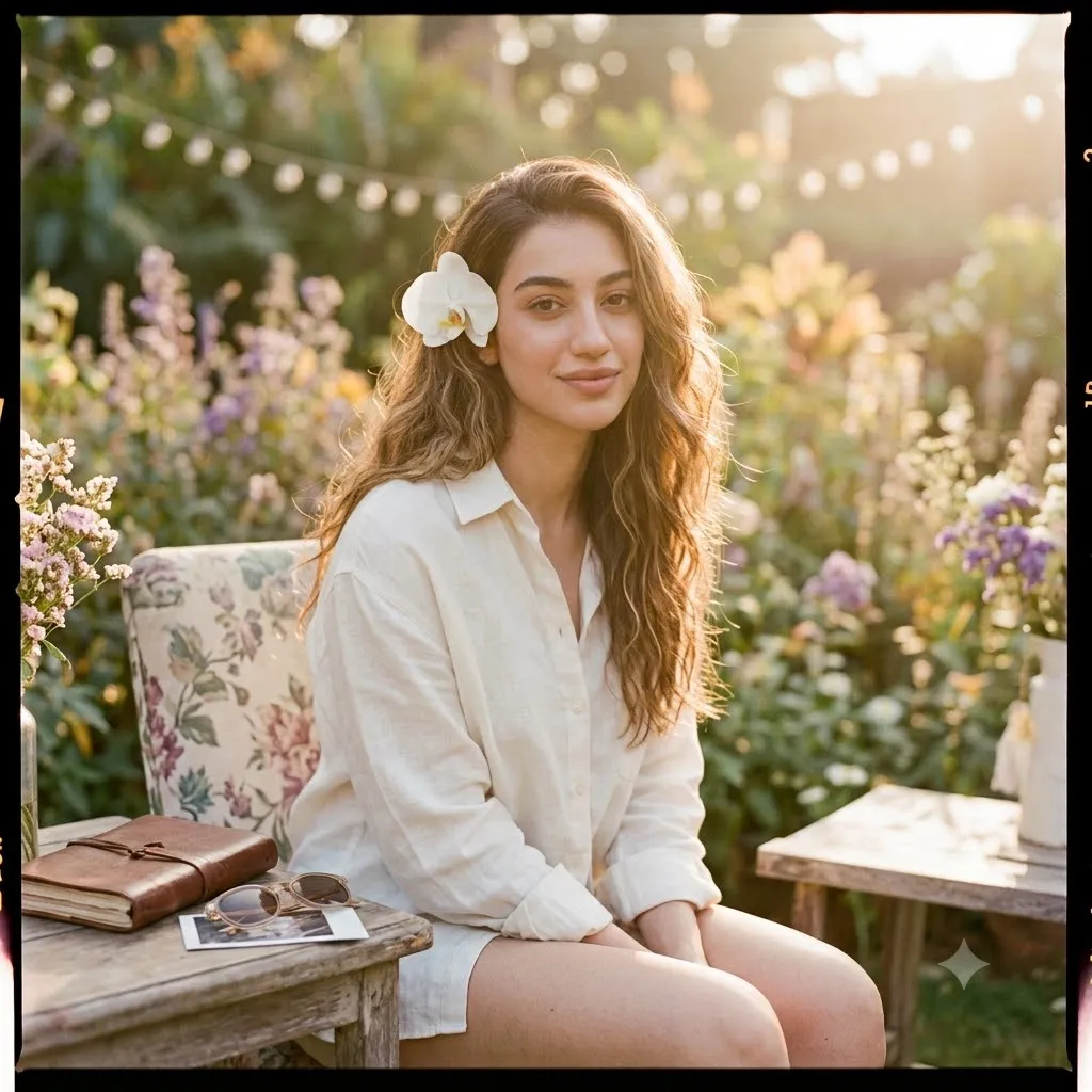 Golden Hour Orchid Muse Portrait Prompt