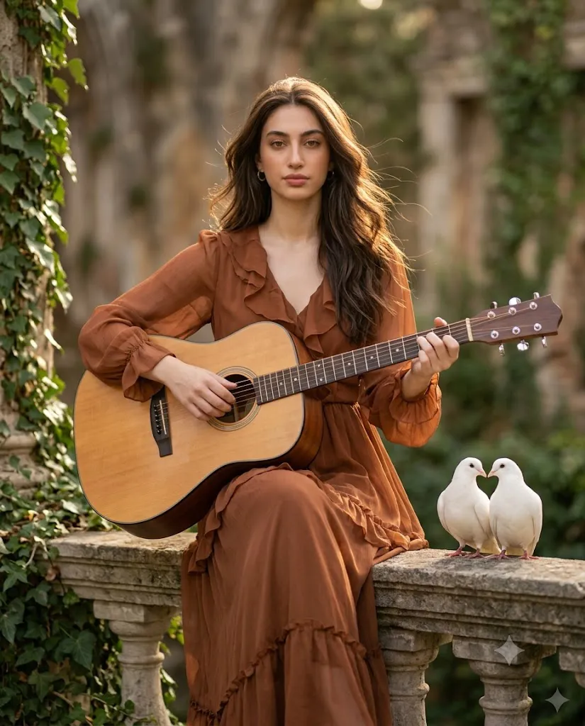 Golden Hour Ruins Guitar Prompt