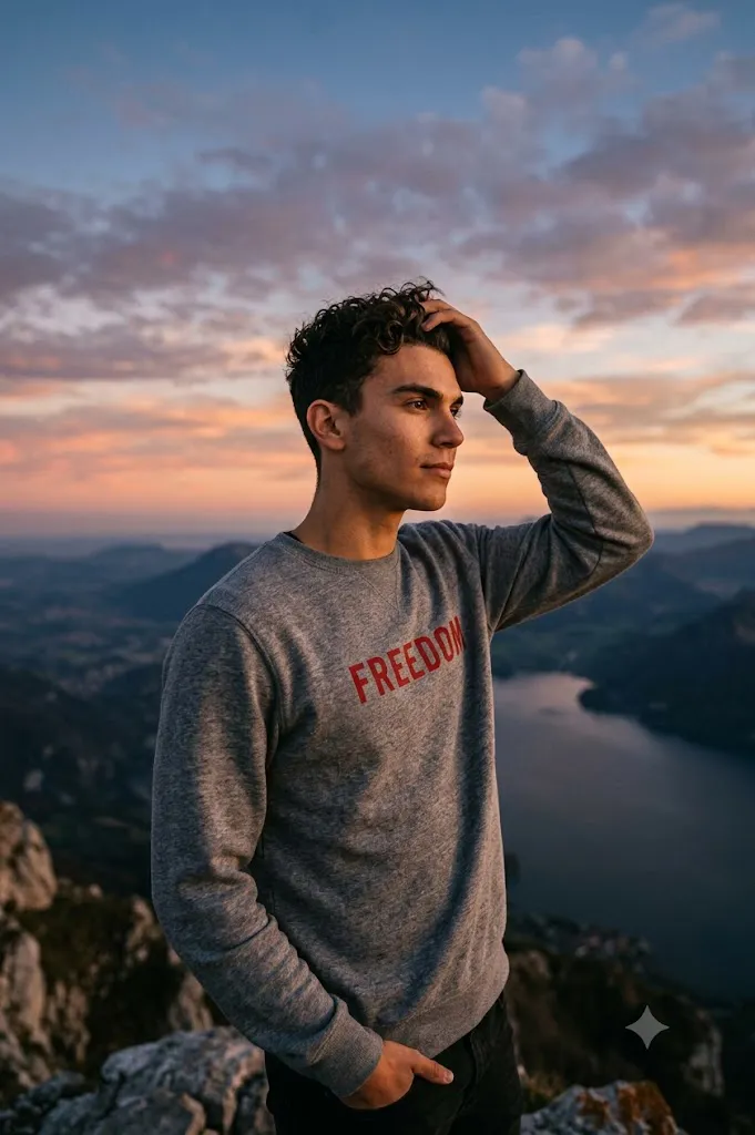 Golden Sky Outdoor Editorial Portrait Prompt