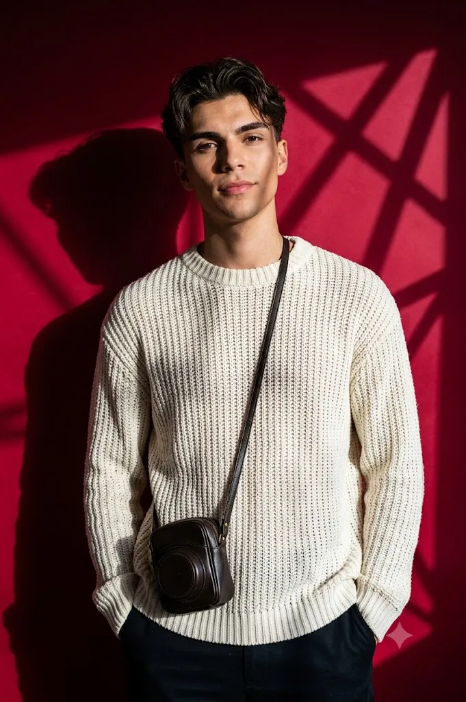 High-Contrast Red Studio Fashion Portrait Prompt