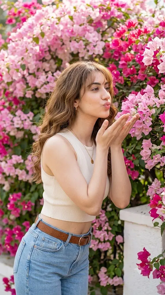 Korean Spring Bougainvillea Portrait Prompt 