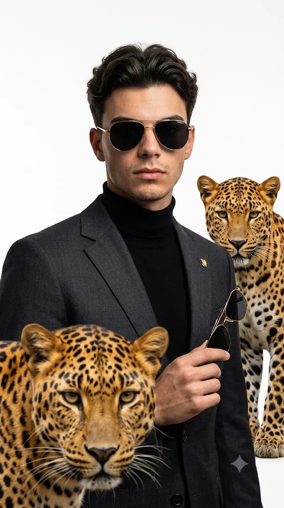 Leopard Eyewear Fashion Editorial Portrait Prompt