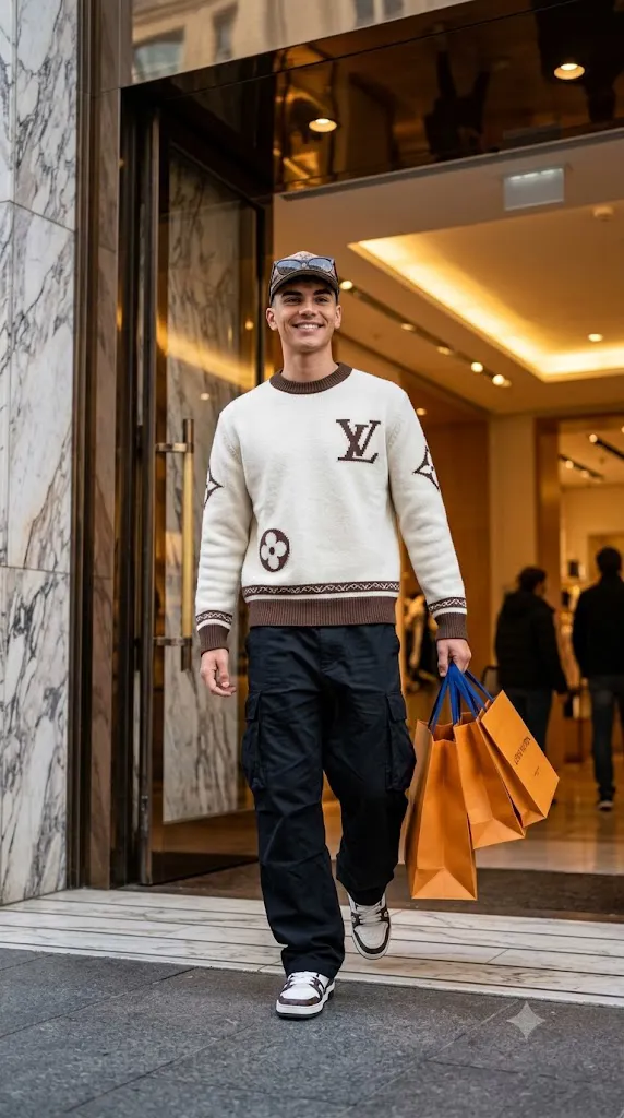 Luxury Mall Exit Fashion Portrait Prompt
