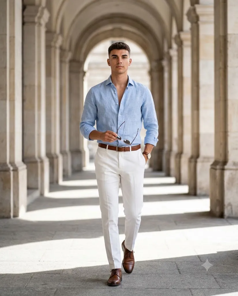 Luxury Summer Linen Fashion Editorial Portrait Prompt