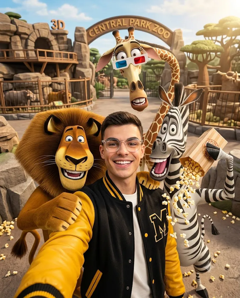 Madagascar Gang Selfie 3D Animated Zoo Adventure Prompt