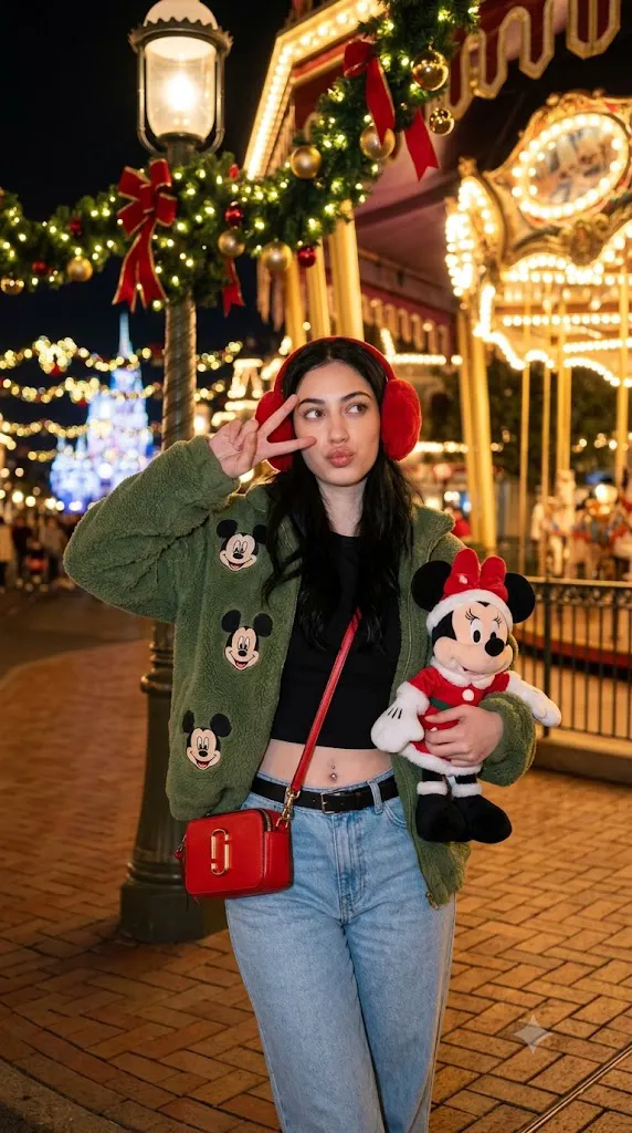 Magical Disney Christmas Night Editorial Portrait Prompt