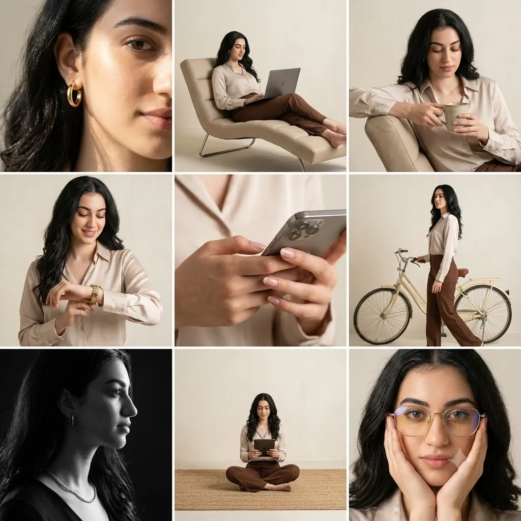 Minimal Editorial 3×3 Studio Portrait Grid Prompt
