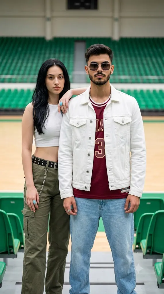 Modern Couple Sports Arena Portrait Prompt