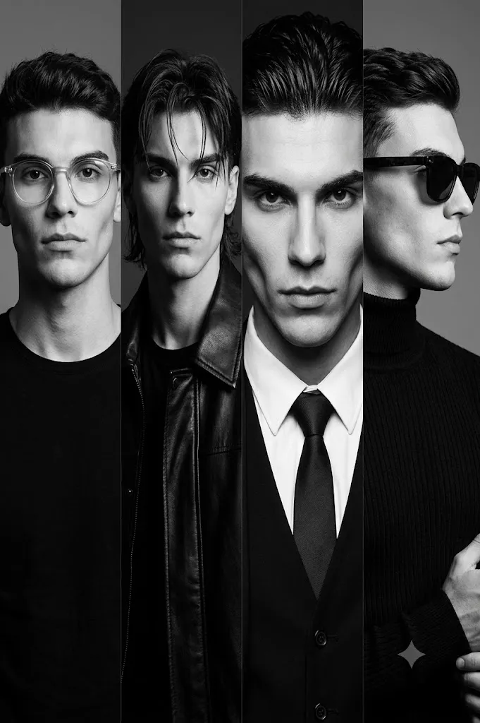 Monochrome Four-Panel Editorial Portrait Prompt