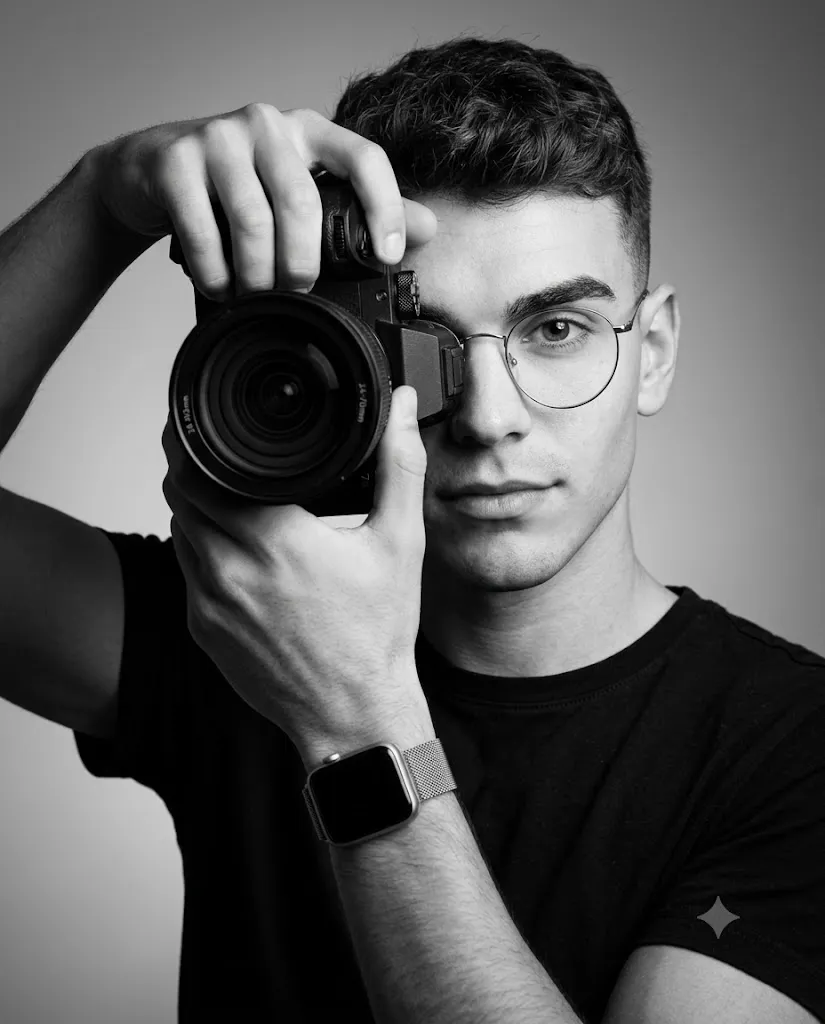 Monochrome Photographer Editorial Portrait Prompt