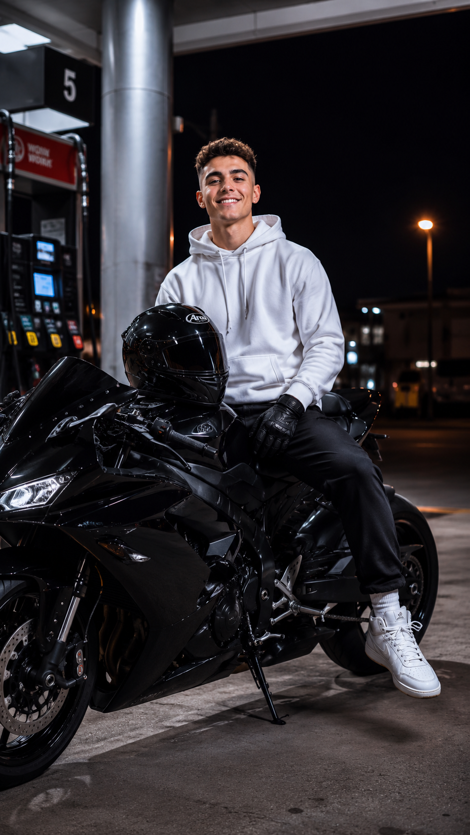Night Rider At Portrait the Gas Station