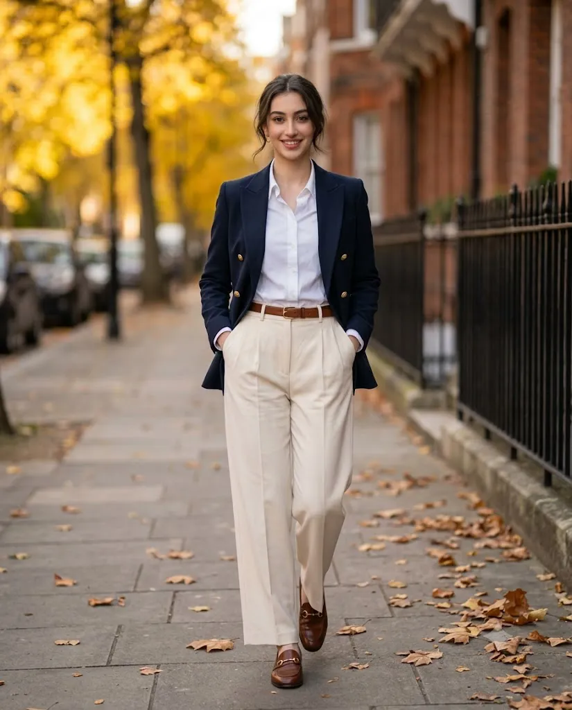 Old Money Autumn Street Fashion Portrait Prompt