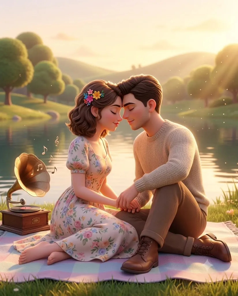 Pixar Golden Hour Love Portrait Prompt