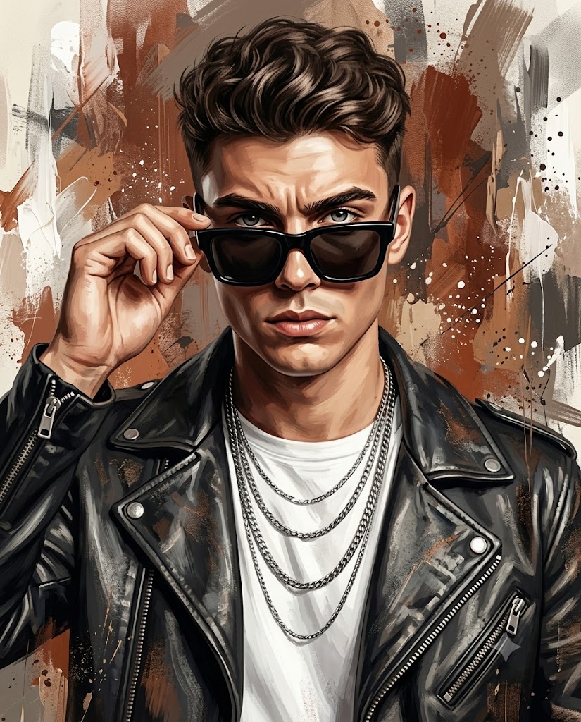 Premium Leather Jacket Digital Painting Prompt