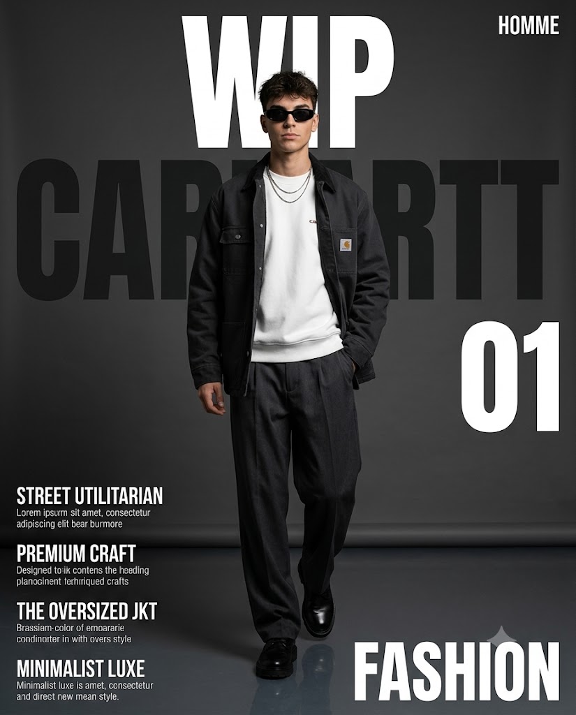 Premium Workwear Fashion Magazine Cover Portrait AI Prompt