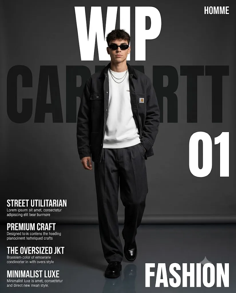 Premium Workwear Fashion Magazine Cover Portrait AI Prompt