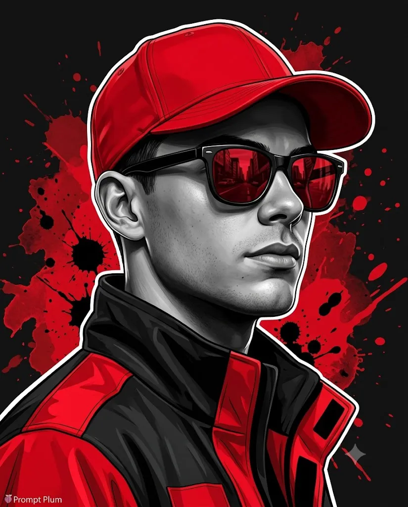 Red Noir Streetwear Portrait Prompt