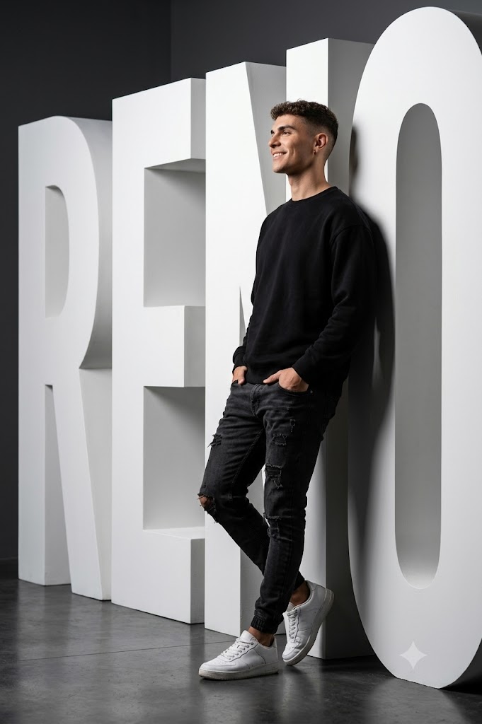 RENO Frame Cinematic Architectural Streetwear Portrait Prompt