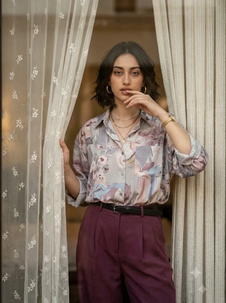 Retro Analog Film Lace Curtain Fashion Portrait Prompt